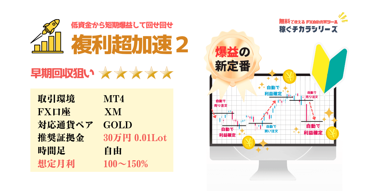 「複利超加速2」FX自動売買(無料EA)の紹介
