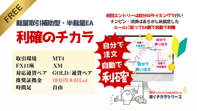 【無料】「利確のチカラ」FX自動売買（裁量取引補助型・半裁量EA）