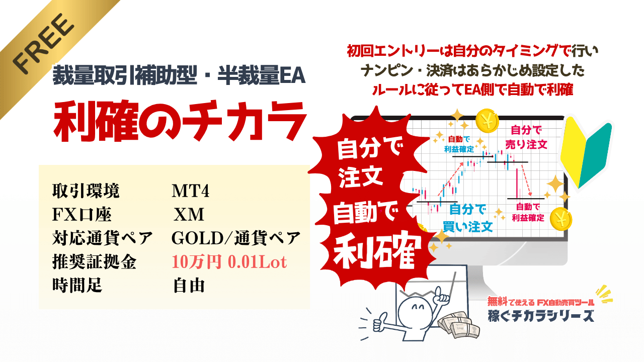 【無料】「利確のチカラ」FX自動売買（裁量取引補助型・半裁量EA）の紹介